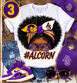 Illustrative shirt mockup for HBCU Design Set 1 option 3. Shirt not included.